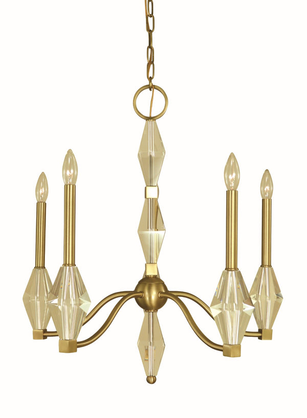 Framburg 5-light Stunning Brushed Brass Vivian Chandelier With Crystal Columns For Elegant Dining Spaces Brushed Brass Metal 5665 Br