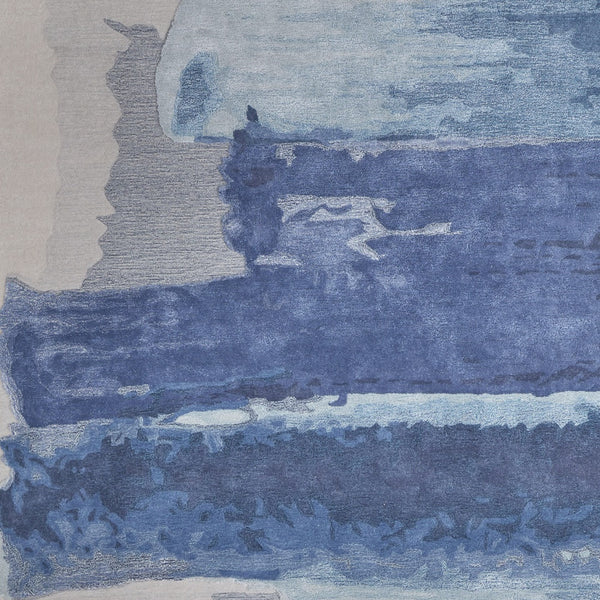 Homeroots 8' X 10' Blue And Ivory Abstract Hand Tufted Area Rug Blue Wool Blend 566500