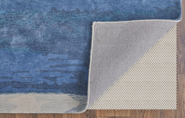 Homeroots 9' X 12' Blue And Ivory Abstract Hand Tufted Area Rug Blue Wool Blend 566501