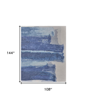 Homeroots 9' X 12' Blue And Ivory Abstract Hand Tufted Area Rug Blue Wool Blend 566501