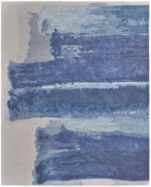 Homeroots 10' X 14' Blue And Ivory Abstract Hand Tufted Area Rug Blue Wool Blend 566502