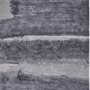 Homeroots 4' X 6' Dark Gray And Ivory Abstract Hand Tufted Area Rug Gray Wool Blend 566505