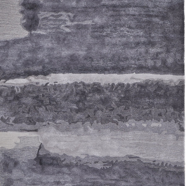 Homeroots 4' X 6' Dark Gray And Ivory Abstract Hand Tufted Area Rug Gray Wool Blend 566505