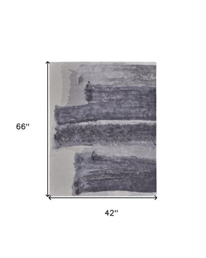 Homeroots 4' X 6' Dark Gray And Ivory Abstract Hand Tufted Area Rug Gray Wool Blend 566505