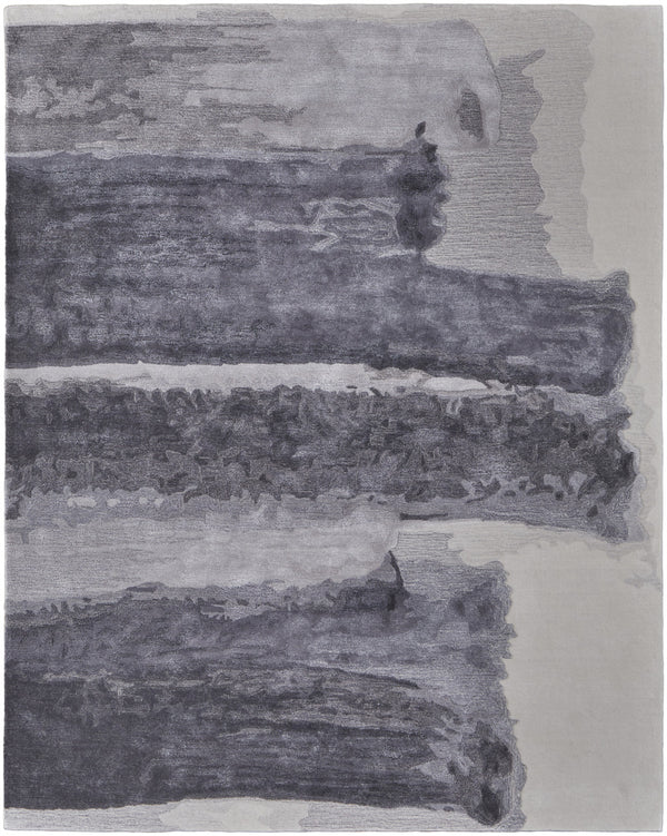 Homeroots 9' X 12' Dark Gray And Ivory Abstract Hand Tufted Area Rug Gray Wool Blend 566508