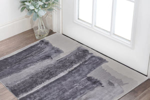 Homeroots 2' X 3' Dark Gray And Ivory Abstract Hand Tufted Area Rug Gray Wool Blend 566511