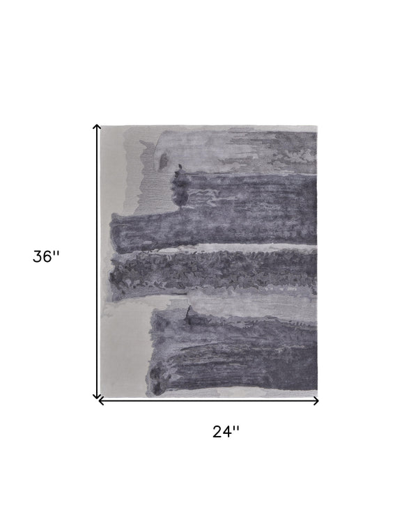 Homeroots 2' X 3' Dark Gray And Ivory Abstract Hand Tufted Area Rug Gray Wool Blend 566511