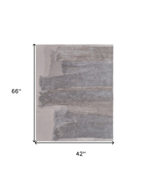 Homeroots 4' X 6' Gray And Ivory Abstract Hand Tufted Area Rug Ivory Wool Blend 566512