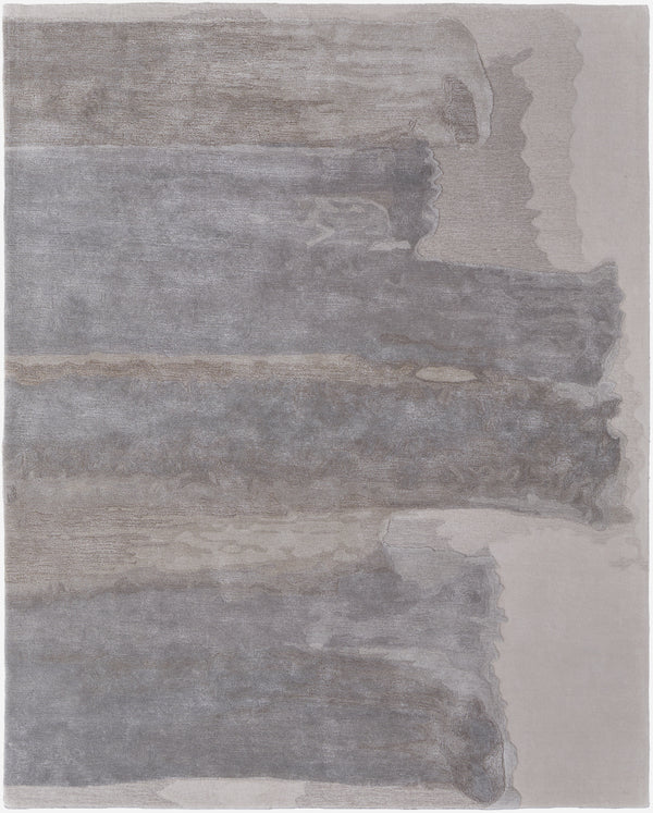 Homeroots 5' X 8' Gray And Ivory Abstract Hand Tufted Area Rug Ivory Wool Blend 566513