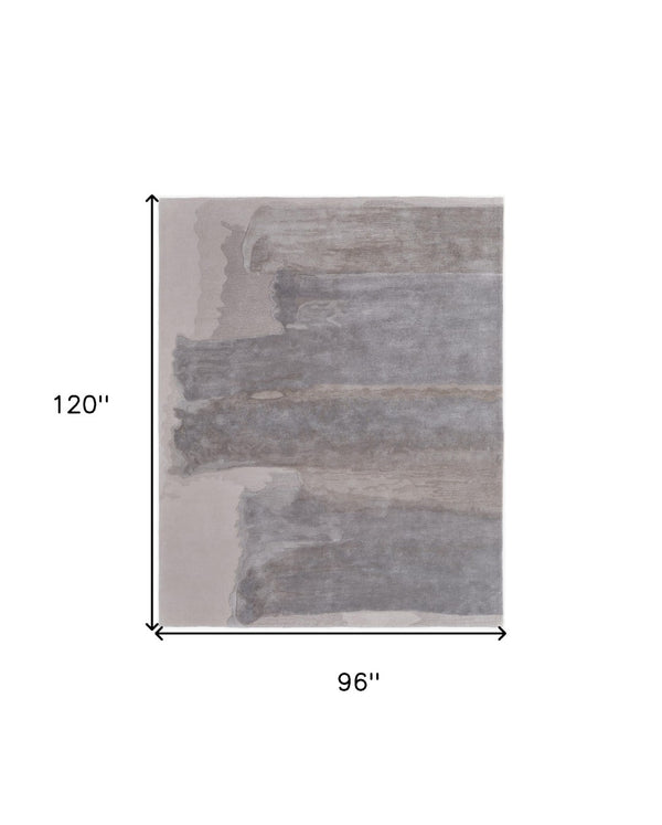 HomeRoots 4' Modern Gray and Ivory Abstract Hand-Tufted Area Rug for Stylish Living Spaces and Comfort 8' X 10' 566514