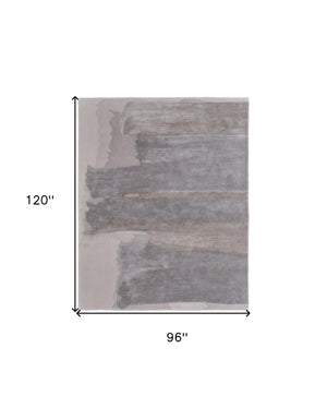 Homeroots 8' X 10' Gray And Ivory Abstract Hand Tufted Area Rug Ivory Wool Blend 566514