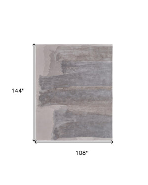 Homeroots 9' X 12' Gray And Ivory Abstract Hand Tufted Area Rug Ivory Wool Blend 566515