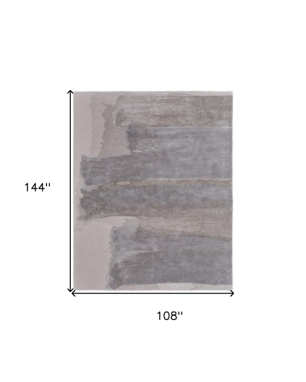 Homeroots 9' X 12' Gray And Ivory Abstract Hand Tufted Area Rug Ivory Wool Blend 566515