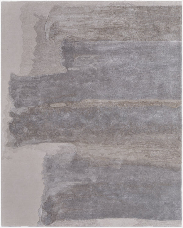 Homeroots 9' X 12' Gray And Ivory Abstract Hand Tufted Area Rug Ivory Wool Blend 566515