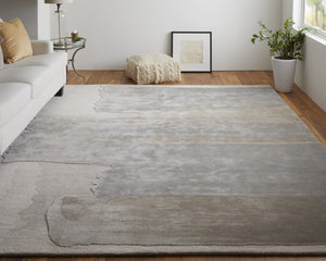 HomeRoots 4' Modern Gray and Ivory Abstract Hand-Tufted Area Rug for Stylish Living Spaces and Comfort 10' X 14' 566516
