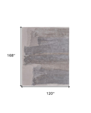 Homeroots 10' X 14' Gray And Ivory Abstract Hand Tufted Area Rug Ivory Wool Blend 566516