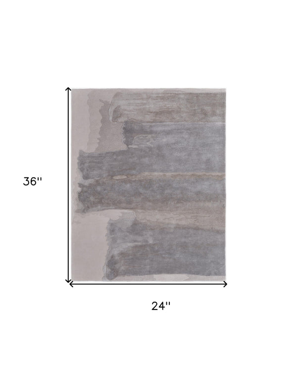 Homeroots 2' X 3' Gray And Ivory Abstract Hand Tufted Area Rug Ivory Wool Blend 566518