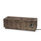 Christopher Knight Home® - Noble House - Wellington Outdoor 50,000 Btu Rectangular Fire Pit (No Tank Holder), Brown Wood Pattern