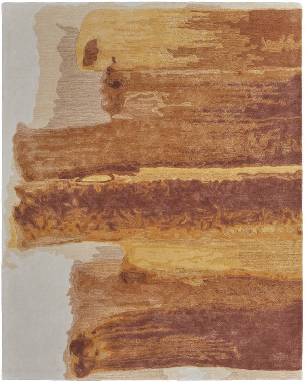 HomeRoots 4' X 6' Stunning Ivory, Red & Orange Abstract Hand-Tufted Area Rug for Modern Home Décor Style 566519
