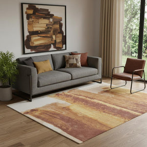 HomeRoots 5' X 8' Abstract Hand-Tufted Area Rug in Ivory, Red & Orange - Soft, Stylish & Durable for Any Space 566520
