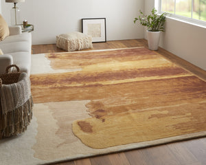 HomeRoots 8' X 10' Hand-Tufted Abstract Area Rug in Ivory, Red & Orange - Modern Design for Cozy Spaces 566521
