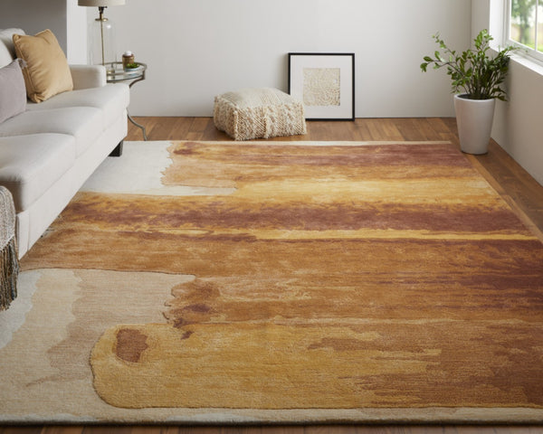 Homeroots 9' X 12' Abstract Hand Tufted Area Rug – Artisan Crafted Wool Blend For A Stylish Home Statement Red Wool Blend 566522