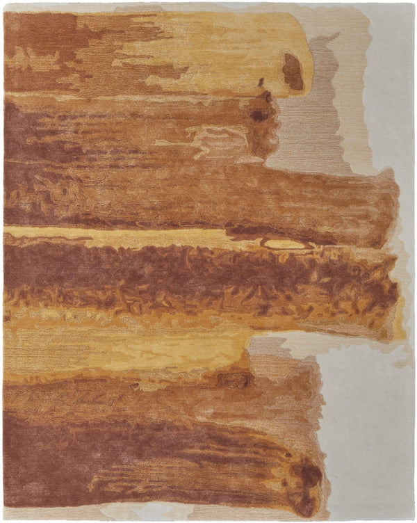 HomeRoots 9' Abstract Hand-Tufted Area Rug in Warm Ivory, Red & Orange - Artistry for Modern Spaces 9' X 12' 566522