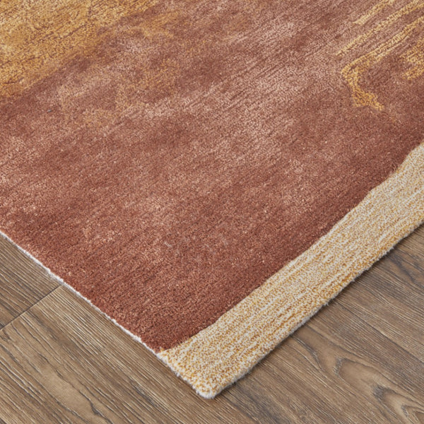 HomeRoots 10' Modern Hand-Tufted Area Rug - Ivory with Red & Orange Abstract Design for Stylish Living Spaces 566523