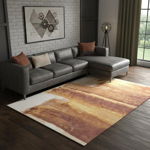 HomeRoots 10' Modern Hand-Tufted Area Rug - Ivory with Red & Orange Abstract Design for Stylish Living Spaces 566523