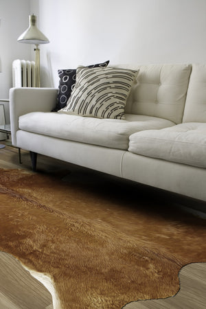 HomeRoots 8' X 10' Brown Cowhide Animal Print Rug - Stylish, Power-Loomed Area Rug for Modern Interiors & Durability 566527