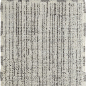 HomeRoots 4' Hand-Woven Wool Area Rug in Gray and Ivory Stripes – Elegant, Durable, Stain-Resistant Design 4' X 6' 566528