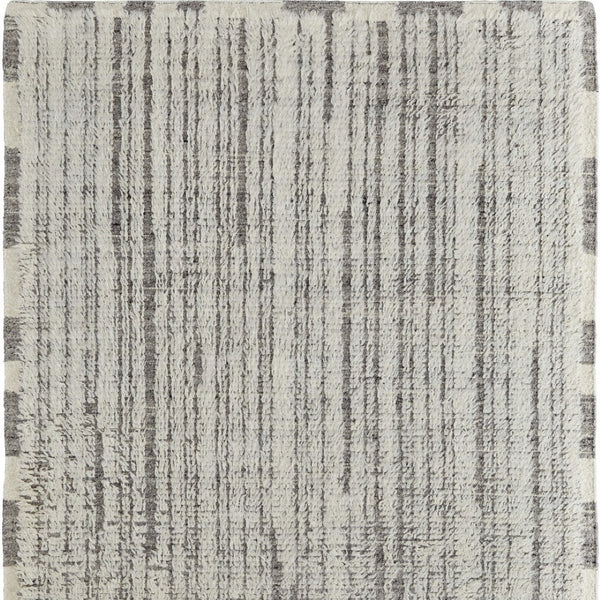 HomeRoots 4' Hand-Woven Wool Area Rug in Gray and Ivory Stripes – Elegant, Durable, Stain-Resistant Design 4' X 6' 566528