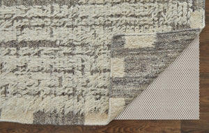 HomeRoots 4' Hand-Woven Wool Area Rug in Gray and Ivory Stripes – Elegant, Durable, Stain-Resistant Design 6' X 9' 566529