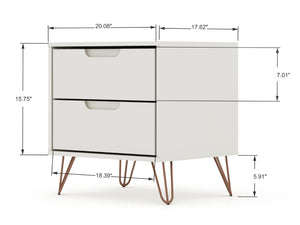 English Elm Rockefeller 20" Off White Nightstand With 2 Drawers - Mid-Century Style & Versatile Storage Solution B365P398157-GIGA