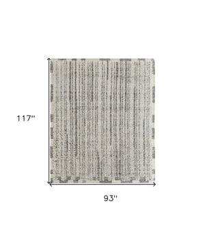 HomeRoots 4' Hand-Woven Wool Area Rug in Gray and Ivory Stripes – Elegant, Durable, Stain-Resistant Design 8' X 10' 566530