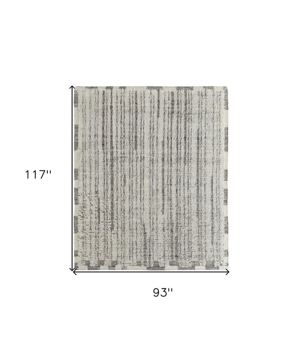 HomeRoots 4' Hand-Woven Wool Area Rug in Gray and Ivory Stripes – Elegant, Durable, Stain-Resistant Design 8' X 10' 566530
