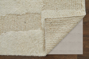 HomeRoots 4' Hand-Woven Ivory Wool Geometric Area Rug – Timeless Texture for Stylish Home Décor & Comfort 6' X 9' 566539