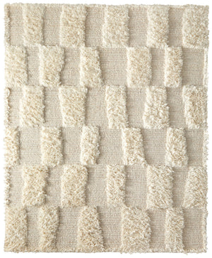 HomeRoots 4' Hand-Woven Ivory Wool Geometric Area Rug – Timeless Texture for Stylish Home Décor & Comfort 8' X 10' 566540
