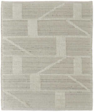 HomeRoots 4' Hand-Woven Wool Area Rug – Elegant Tan and Ivory Geometric Design for Cozy Living Spaces 4' X 6' 566544