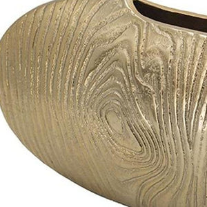 HomeRoots 7" Gold Aluminum Oval Disc Table Vase - Modern Sculptural Design for Dried Florals & Home Décor 566546