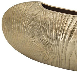 HomeRoots 7" Gold Aluminum Oval Disc Table Vase - Modern Sculptural Design for Dried Florals & Home Décor 566546