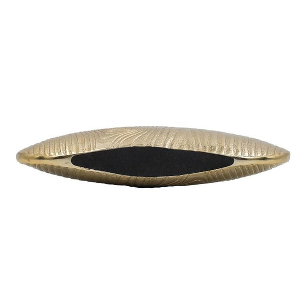 HomeRoots 7" Gold Aluminum Oval Disc Table Vase - Modern Sculptural Design for Dried Florals & Home Décor 566546
