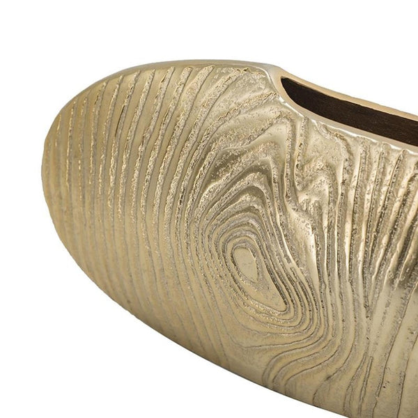 HomeRoots 7" Gold Aluminum Oval Disc Table Vase - Modern Sculptural Design for Dried Florals & Home Décor 566546