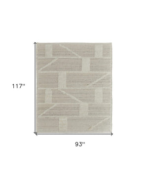 HomeRoots 4' Hand-Woven Wool Area Rug – Elegant Tan and Ivory Geometric Design for Cozy Living Spaces 8' X 10' 566547