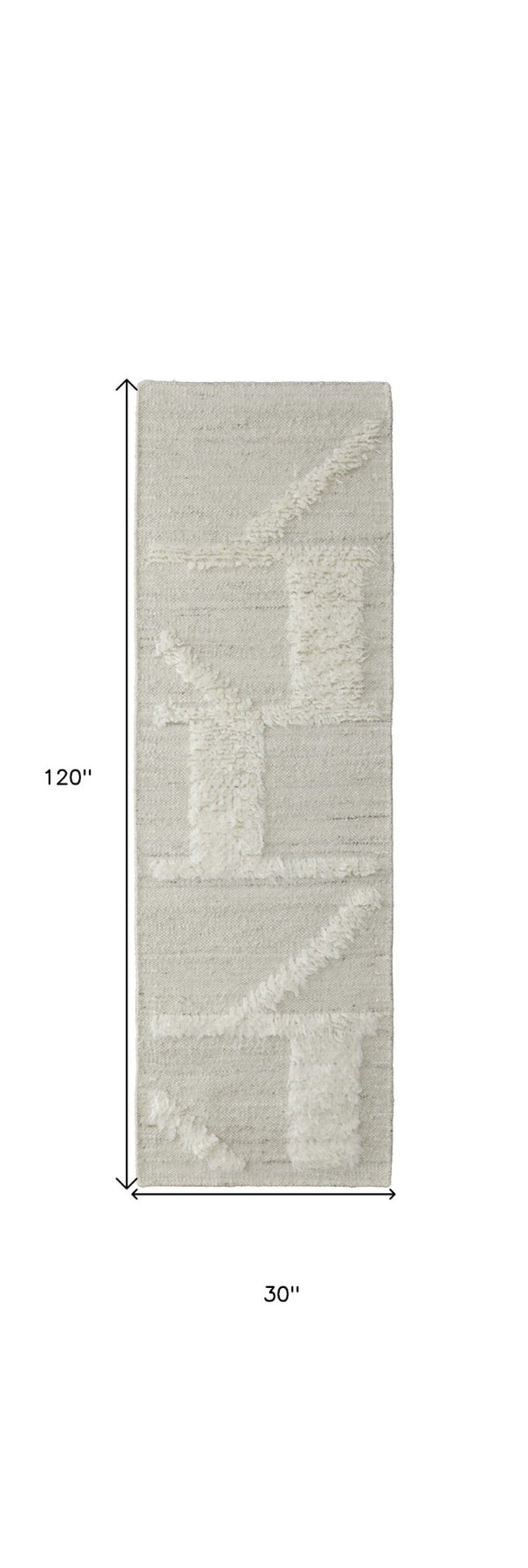 HomeRoots 4' Hand-Woven Wool Area Rug – Elegant Tan and Ivory Geometric Design for Cozy Living Spaces 10' Runner 566550