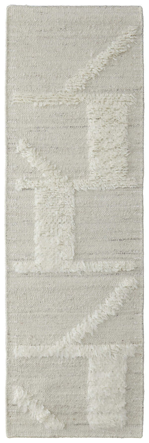HomeRoots 4' Hand-Woven Wool Area Rug – Elegant Tan and Ivory Geometric Design for Cozy Living Spaces 10' Runner 566550