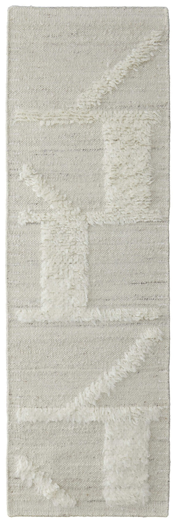 HomeRoots 4' Hand-Woven Wool Area Rug – Elegant Tan and Ivory Geometric Design for Cozy Living Spaces 10' Runner 566550