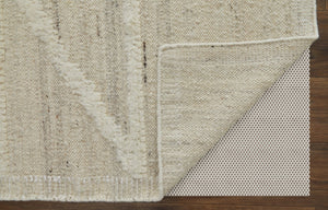 HomeRoots 4' Hand-Woven Wool Area Rug – Elegant Tan and Ivory Geometric Design for Cozy Living Spaces 8' Runner 566551