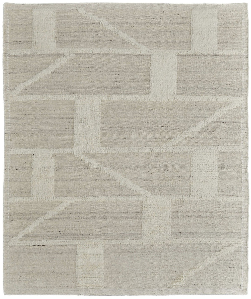 HomeRoots 4' Hand-Woven Wool Area Rug – Elegant Tan and Ivory Geometric Design for Cozy Living Spaces 2' X 3' 566552