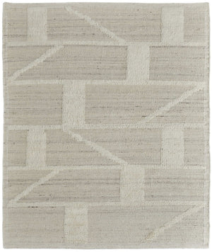 HomeRoots 4' Hand-Woven Wool Area Rug – Elegant Tan and Ivory Geometric Design for Cozy Living Spaces 2' X 3' 566552
